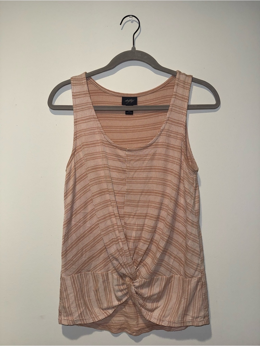 Daytrip Peach-Striped Knot Front Tank